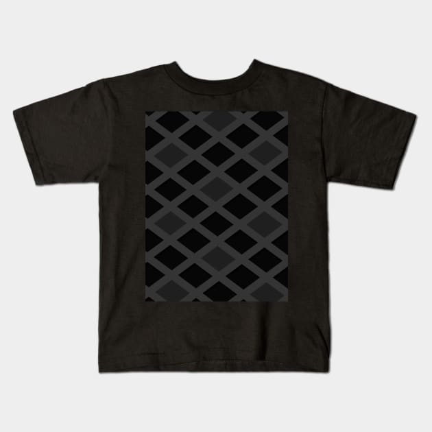 Black textured checked background Kids T-Shirt by Spinkly